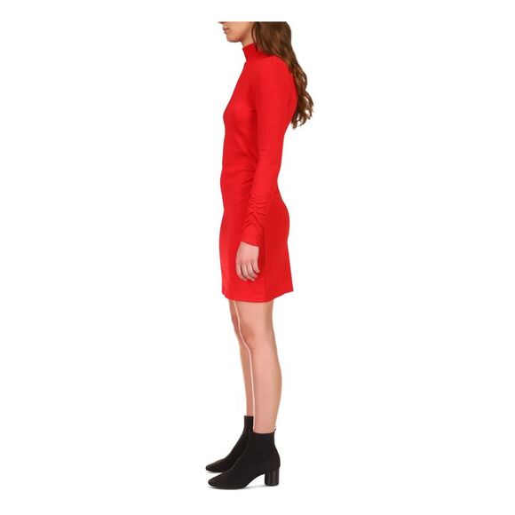 SANCTUARY Womens Red Open Back Unlined Long Sleeve Short Sheath Dress S - Picture 3 of 3